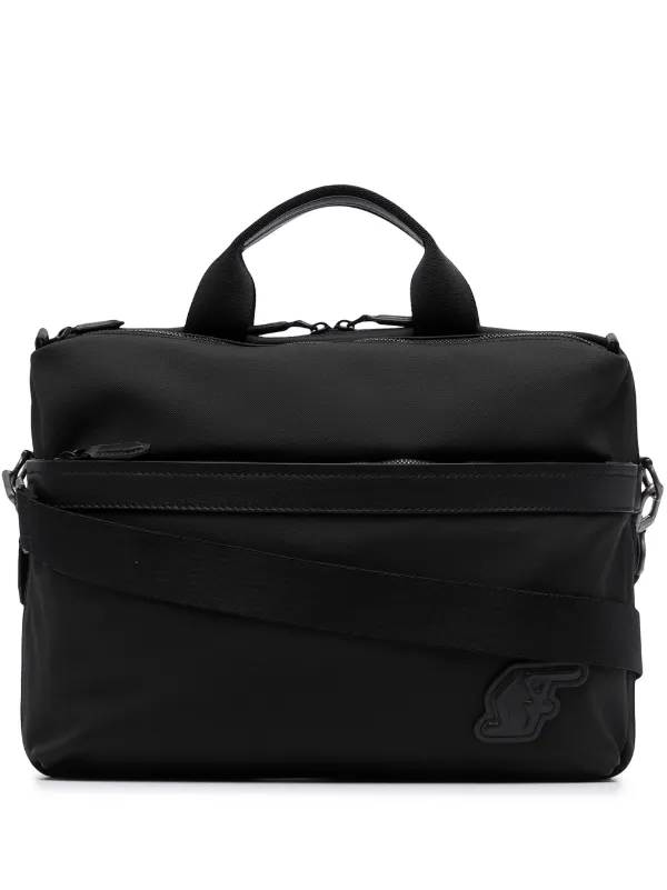 Shop Black Salvatore Ferragamo Logo Patch Nylon Briefcase With Express Delivery Worldarchitecturefestival