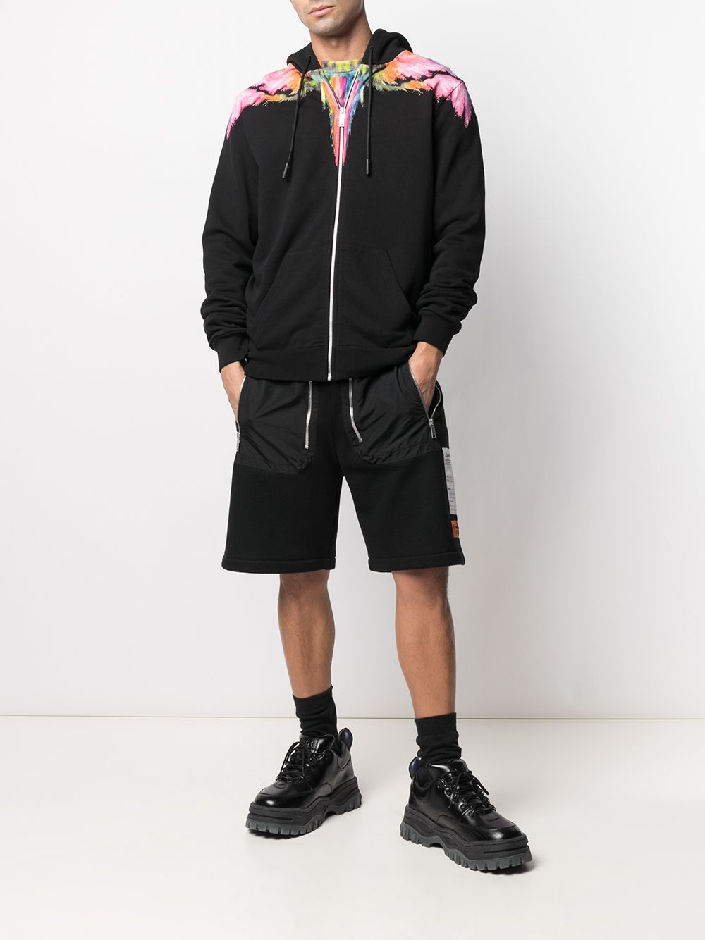 фото Marcelo burlon county of milan colordust wings zip hoodie black multico