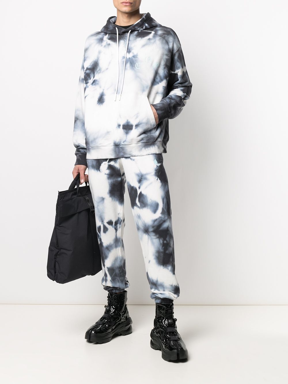 фото Marcelo burlon county of milan cross tie&dye relax sweatpant white dark