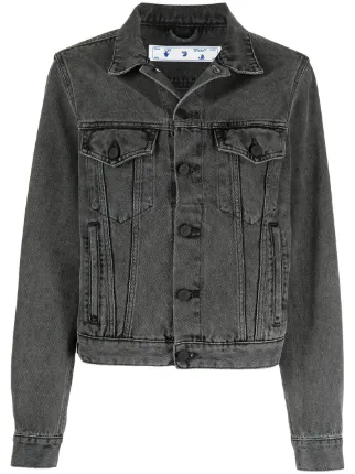 white floral denim jacket