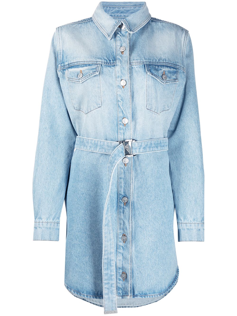 Off-White Arrows floral-embroidered Denim Shirtdress - Farfetch