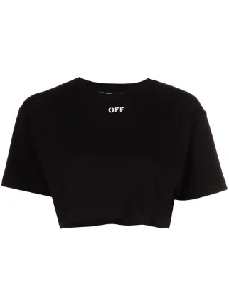 Off-White logo-print Cropped Rib T-shirt - Farfetch