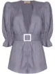 Image 1 of Adriana Degreas puff-sleeve linen playsuit