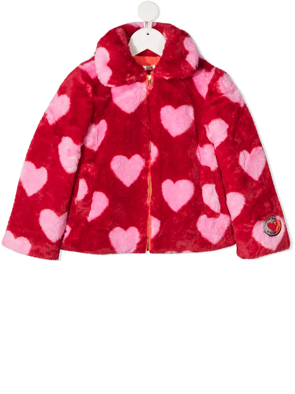 Heart print 2025 fur coat