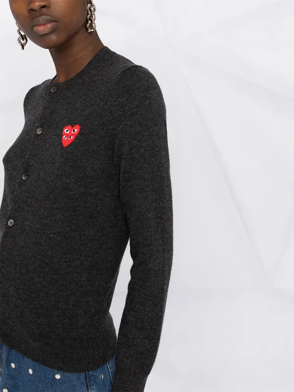Comme Des Garcons Play Overlapping Heart Wool Cardigan Farfetch