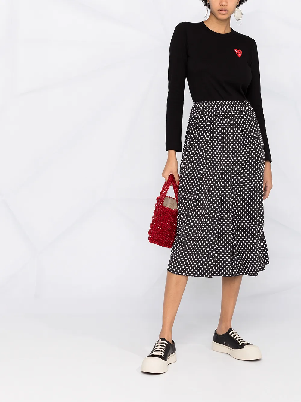 Comme Des Garçons Play Top met lange mouwen - Zwart