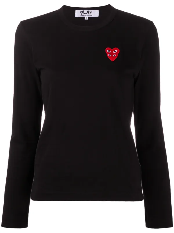 Comme Des Garcons Play embroidered logo Longsleeved Top Black FARFETCH JO