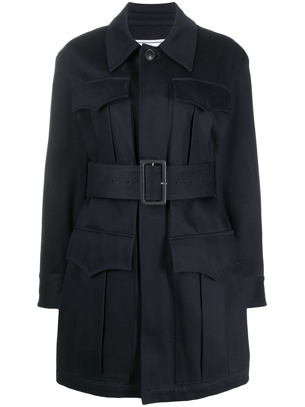 multi-pocket belted coat