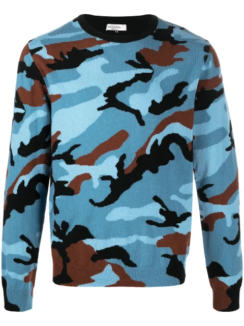 Valentino Garavani intarsia-knit camouflage cashmere jumper