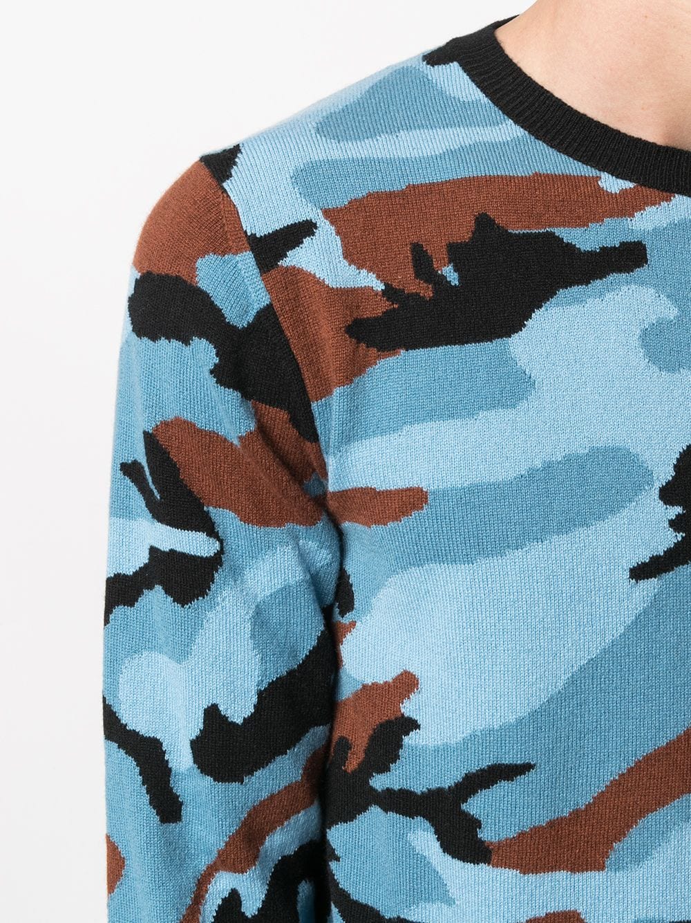 Shop Valentino Intarsia-knit Camouflage Cashmere Jumper In Blue