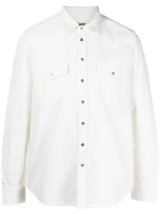 Diesel white western washed denim shirt 