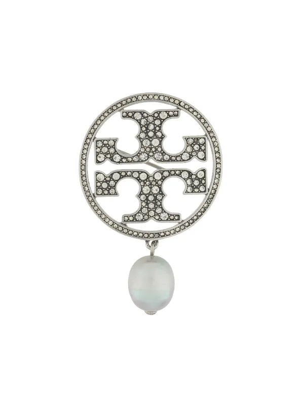 Tory Burch ロゴ クリスタルブローチ Tory Burch + Tory Burch crystal-embellished logo broach