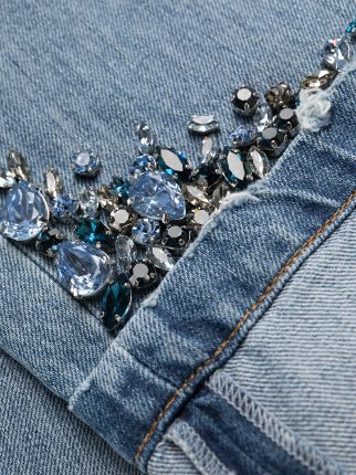 crystal-embellished straight-leg jeans展示图