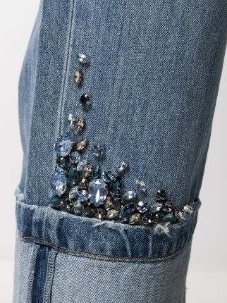 crystal-embellished straight-leg jeans展示图