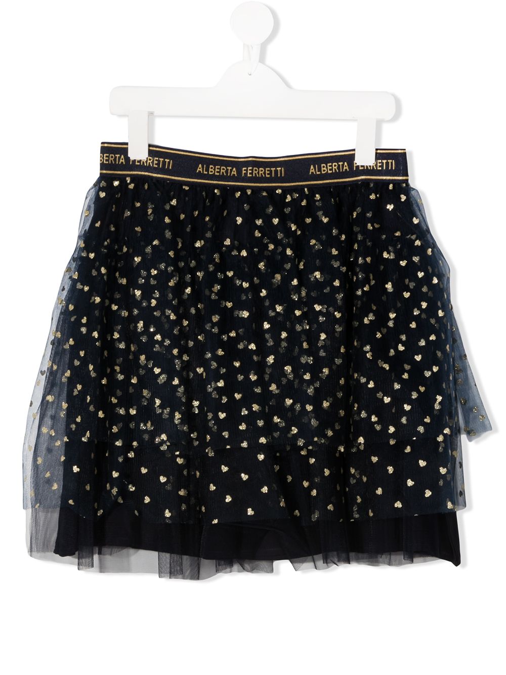 фото Alberta ferretti kids heart print tulle skirt