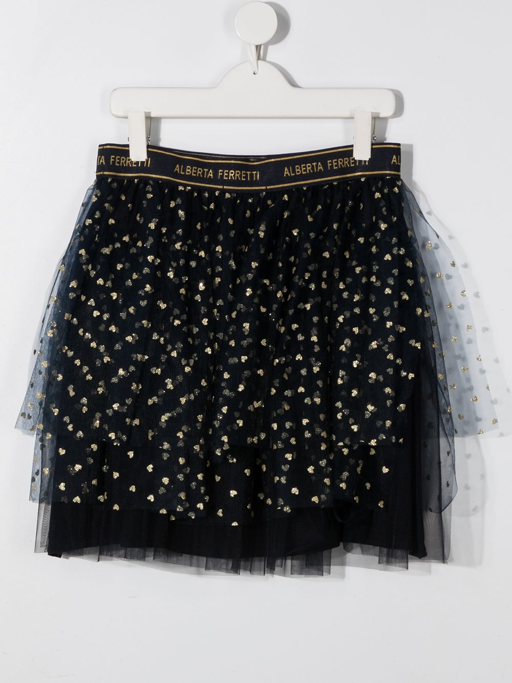 фото Alberta ferretti kids heart print tulle skirt