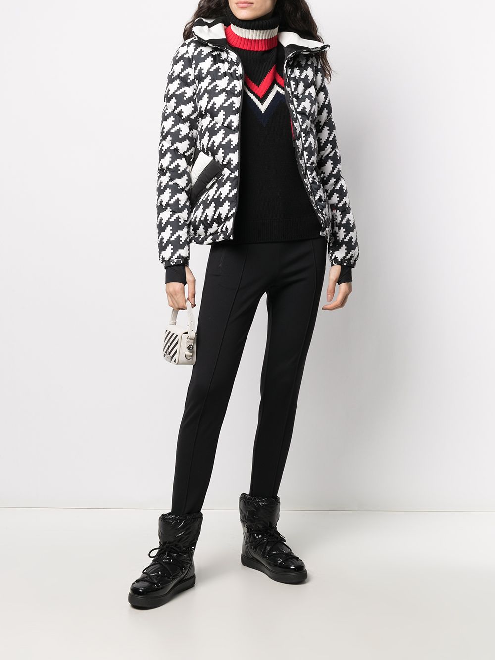 Image 2 of Perfect Moment padded chevron jacket with houndstooth print