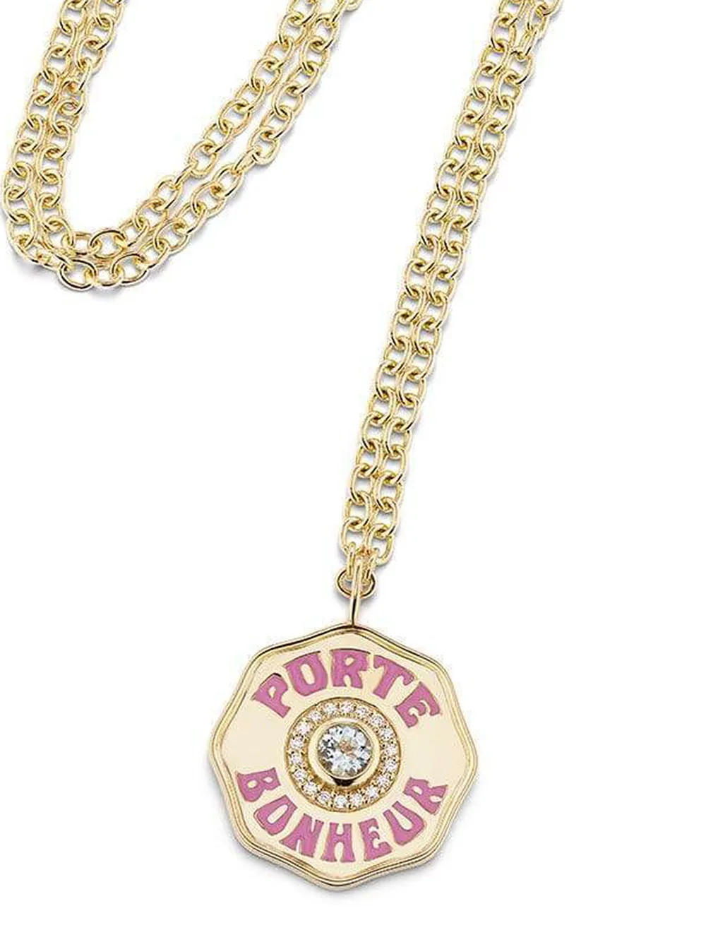 Image 2 of Marlo Laz 14kt yellow gold diamond Porte Bonheur Coin necklace
