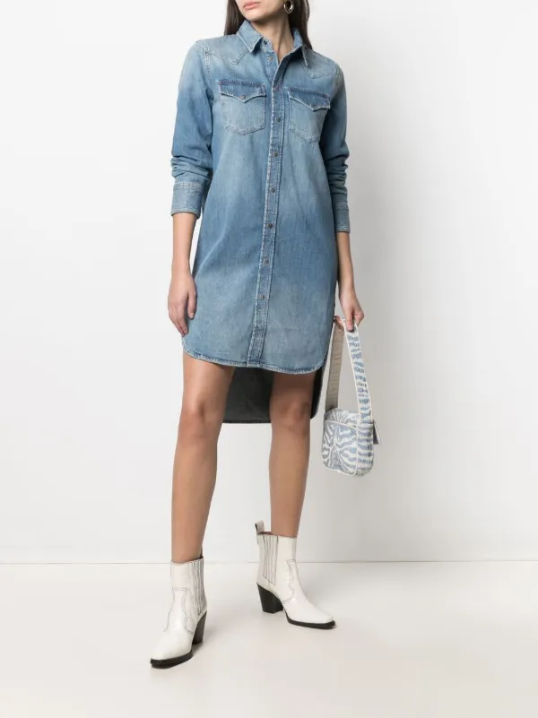farfetch denim dress Diesel long-sleeved Denim Shirt Dress | Blue