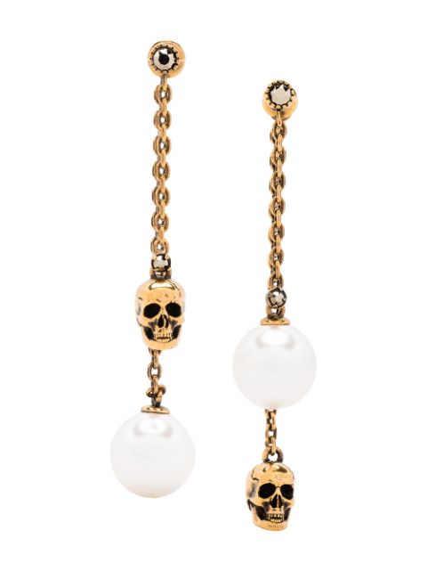 Alexander McQueen pearl-embellished skull pendant earrings Women