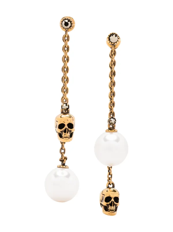 Alexander McQueen Pendant Earrings With Skull Chain イヤリング-