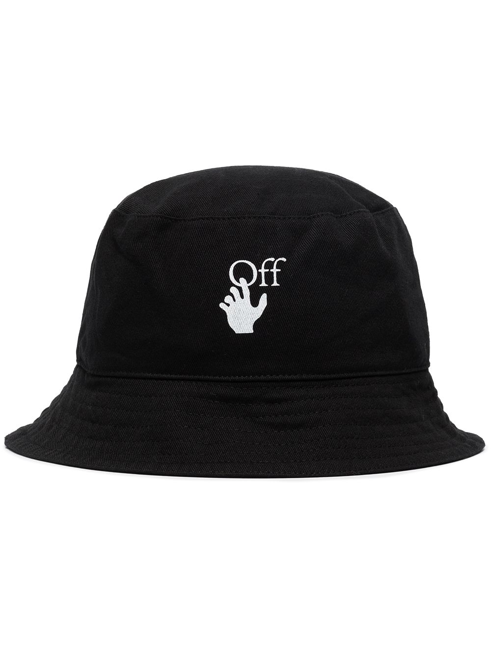 Off-white Logo-embroidered Cotton Bucket Hat In Black