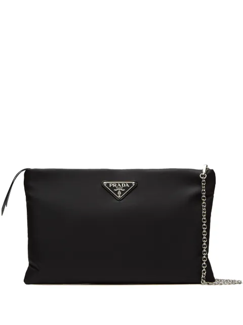 prada triangle logo clutch