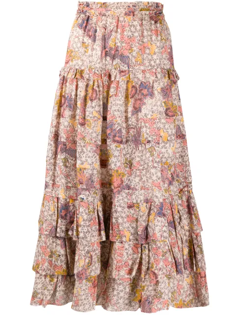 Shop Ulla Johnson floral print Aline skirt with Express & Cash Back