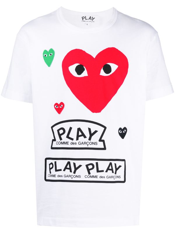 Comme Des Garçons Play Multi Logo T-shirt - Farfetch