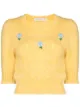 Image 1 of Alessandra Rich floral-embroidered short-sleeve jumper