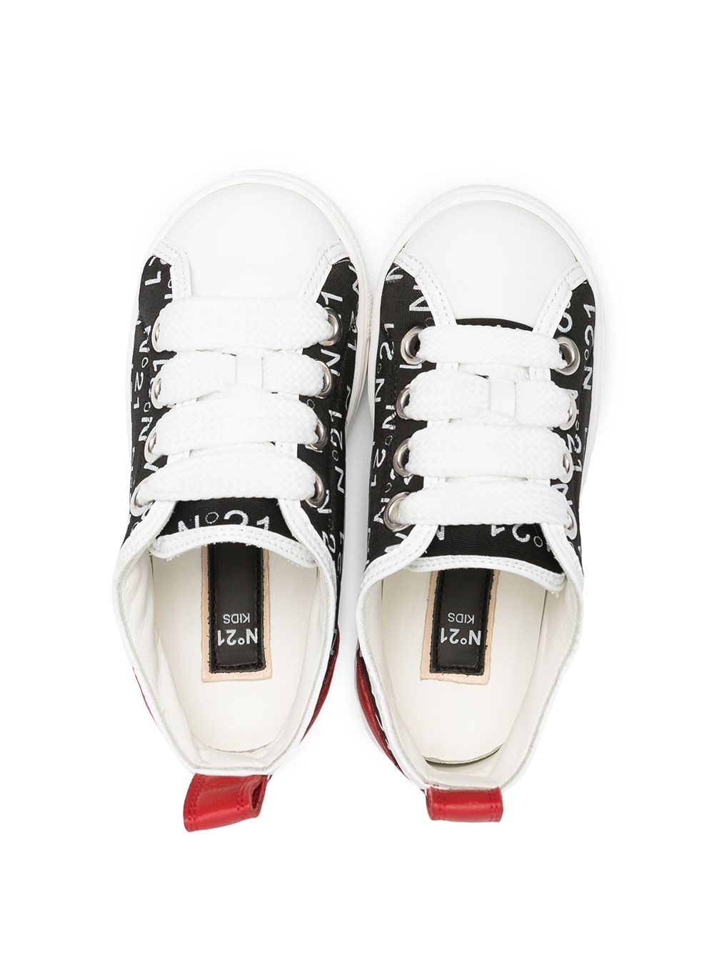 фото Nº21 kids logo-print leather trainers