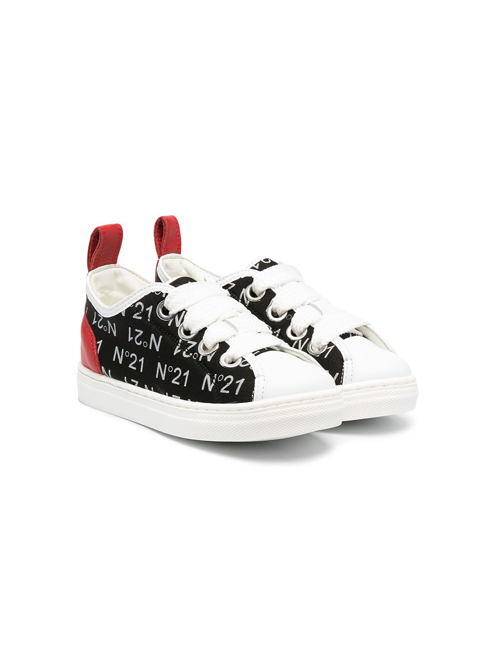 фото Nº21 kids logo-print leather trainers