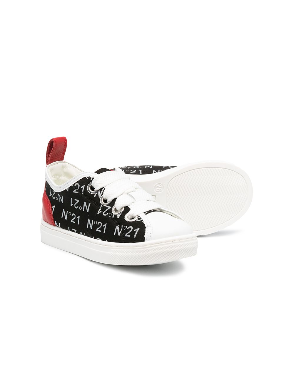 фото Nº21 kids logo-print leather trainers