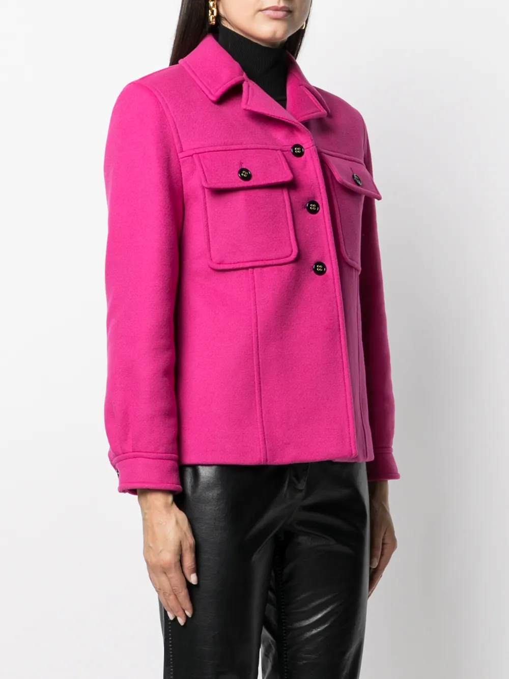 Saint Laurent Chest Flap Pockets Buttoned Jacket - Pink 