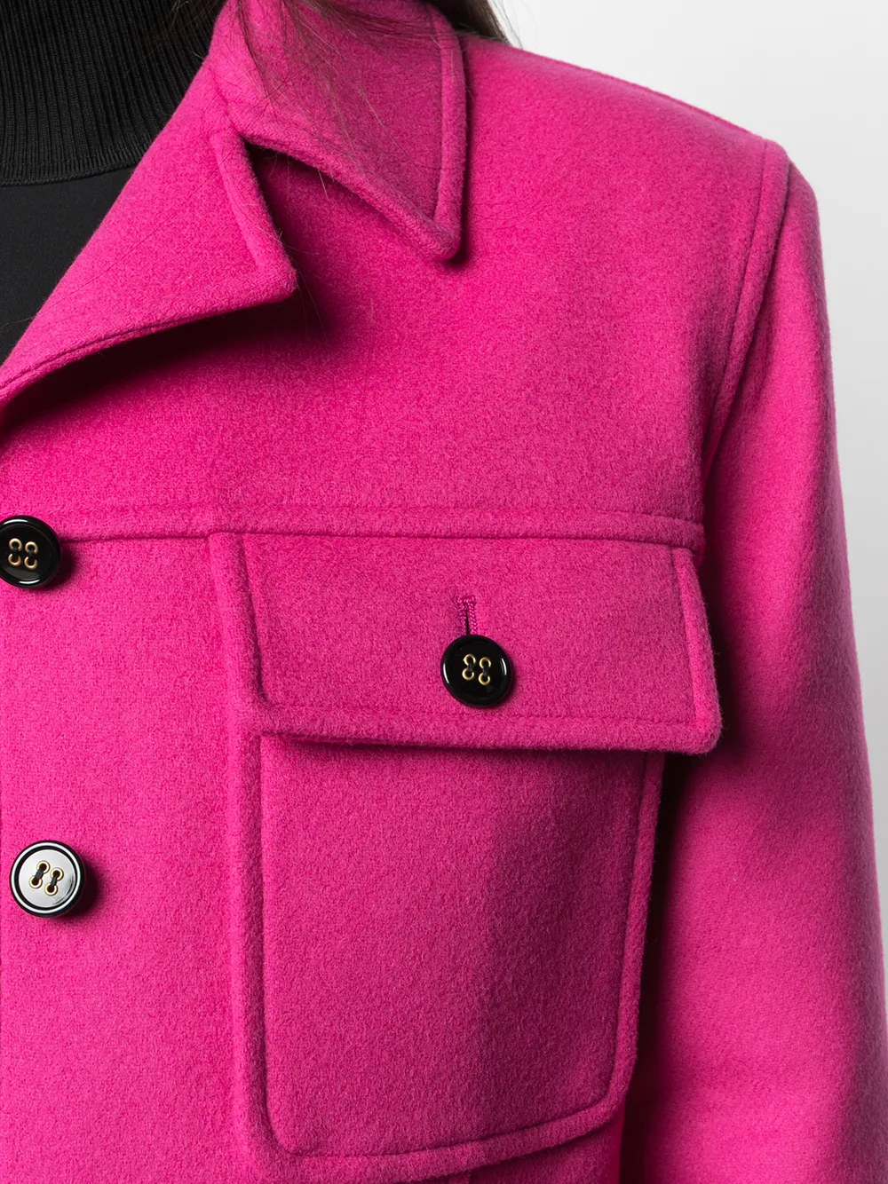 chest flap pockets buttoned jacket