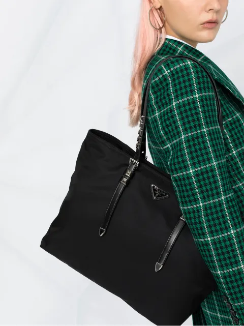 Prada logo plaque tote Clearance