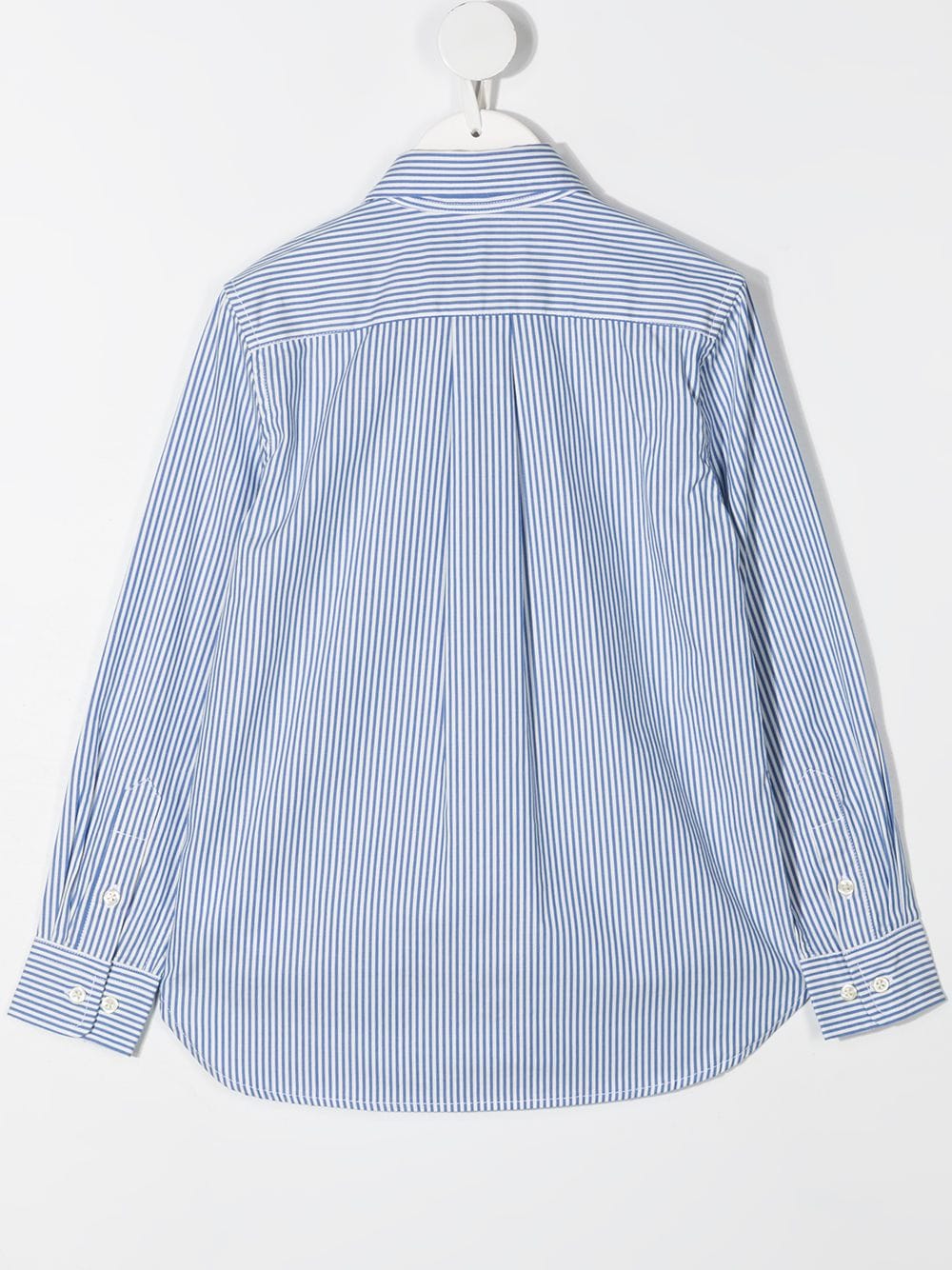 Shop Ralph Lauren Logo-patch Stripe Shirt In Blue