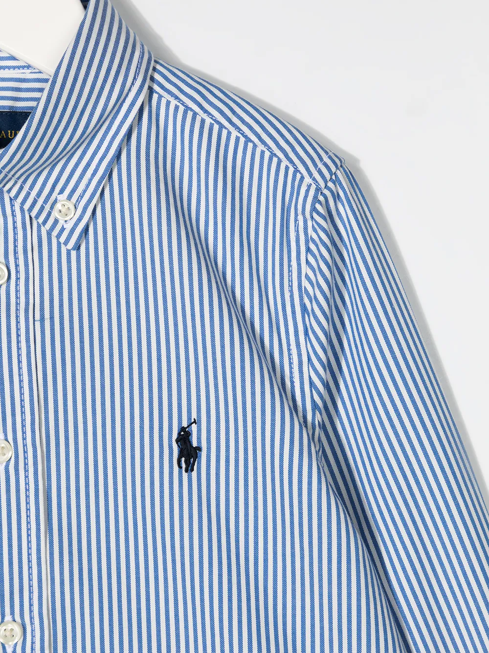 Shop Ralph Lauren Logo-patch Stripe Shirt In Blue