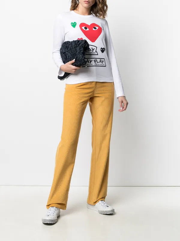 Comme Des Garçons Play long-sleeved multi-logo T-shirt | White