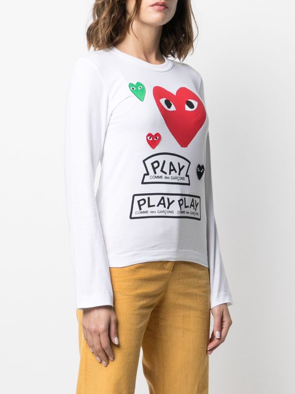 Comme Des Garçons Play long-sleeved multi-logo T-shirt - Farfetch