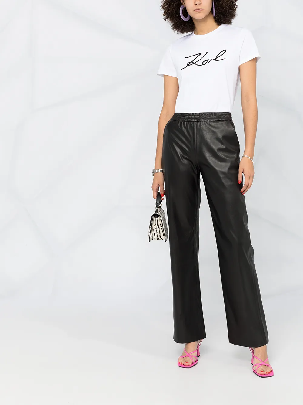  Karl Lagerfeld T Shirt Mit Karligraphy Logo   Weiß 