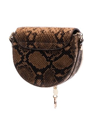 brown Mara snake print leather cross body bag展示图