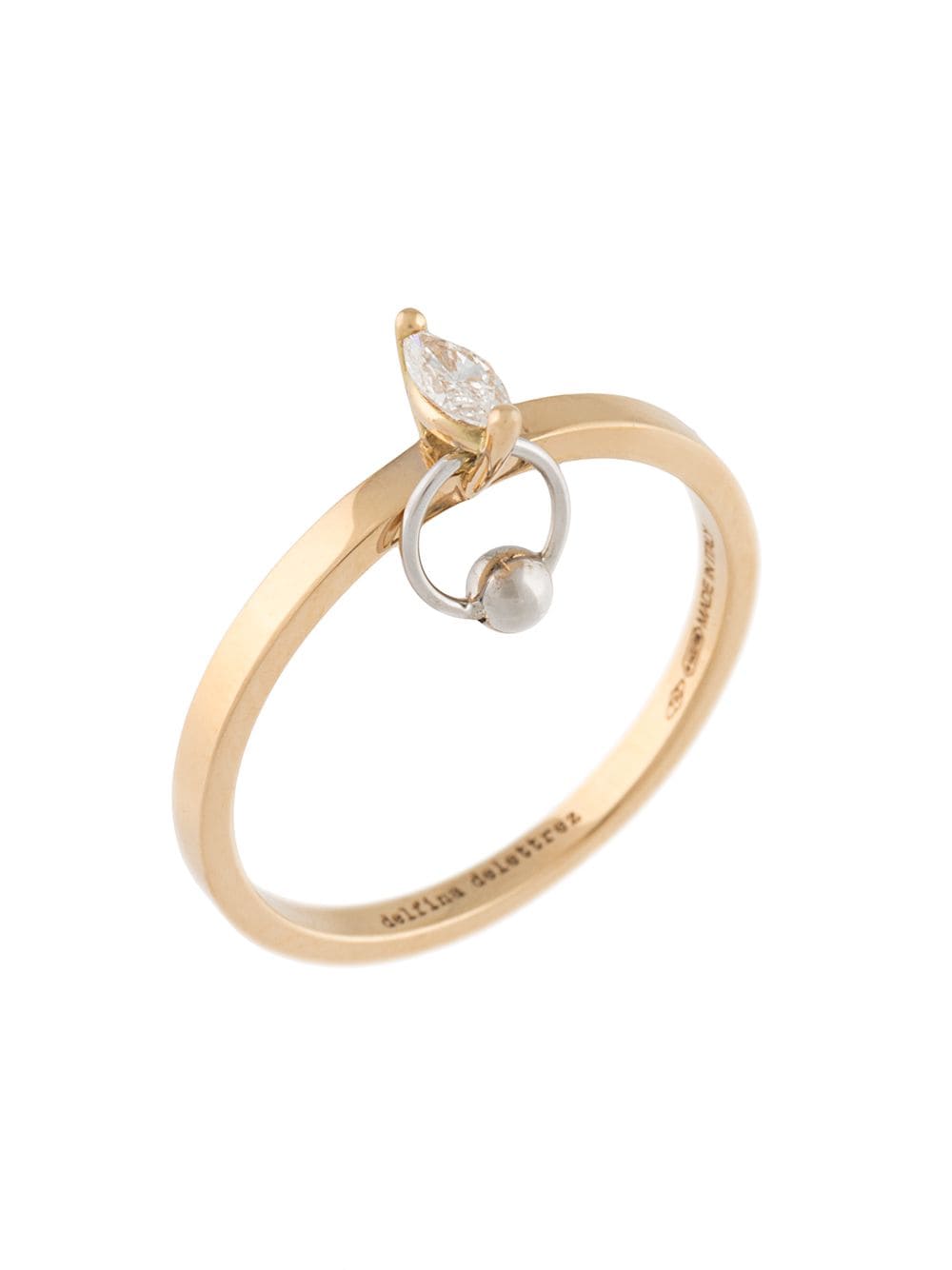 Shop Delfina Delettrez 18kt Yellow Gold Two In One Marquise Diamond Ring