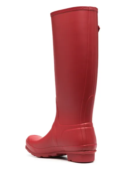 tall red hunter rain boots