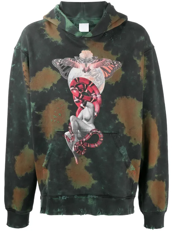 green and black tie dye hoodie