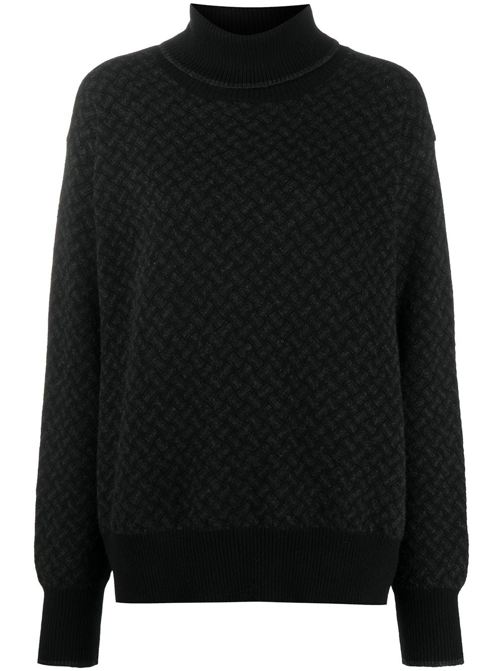 geometric-pattern roll-neck jumper