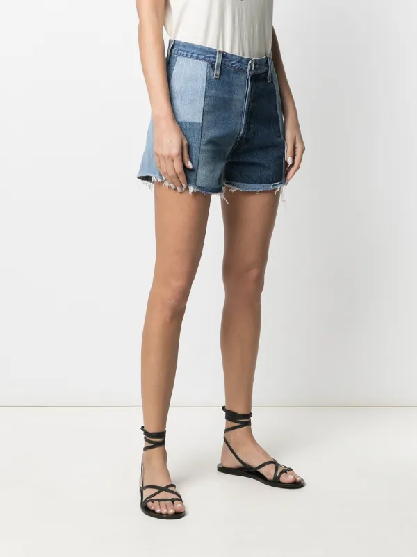 RE/DONE Patchwork Denim Shorts - Farfetch