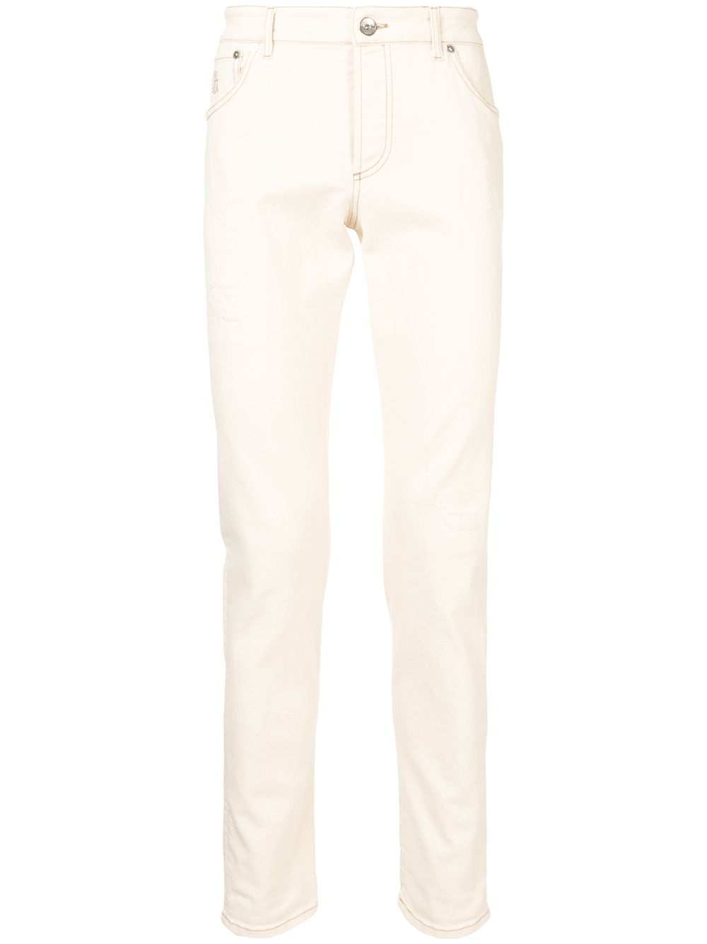 Brunello Cucinelli Low-rise Slim Fit Jeans In White