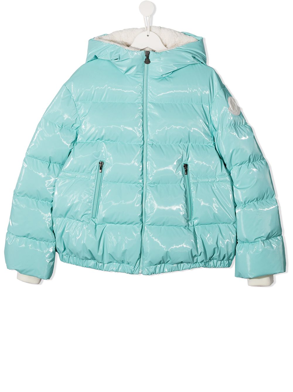 фото Moncler kids стеганая куртка clentra с капюшоном