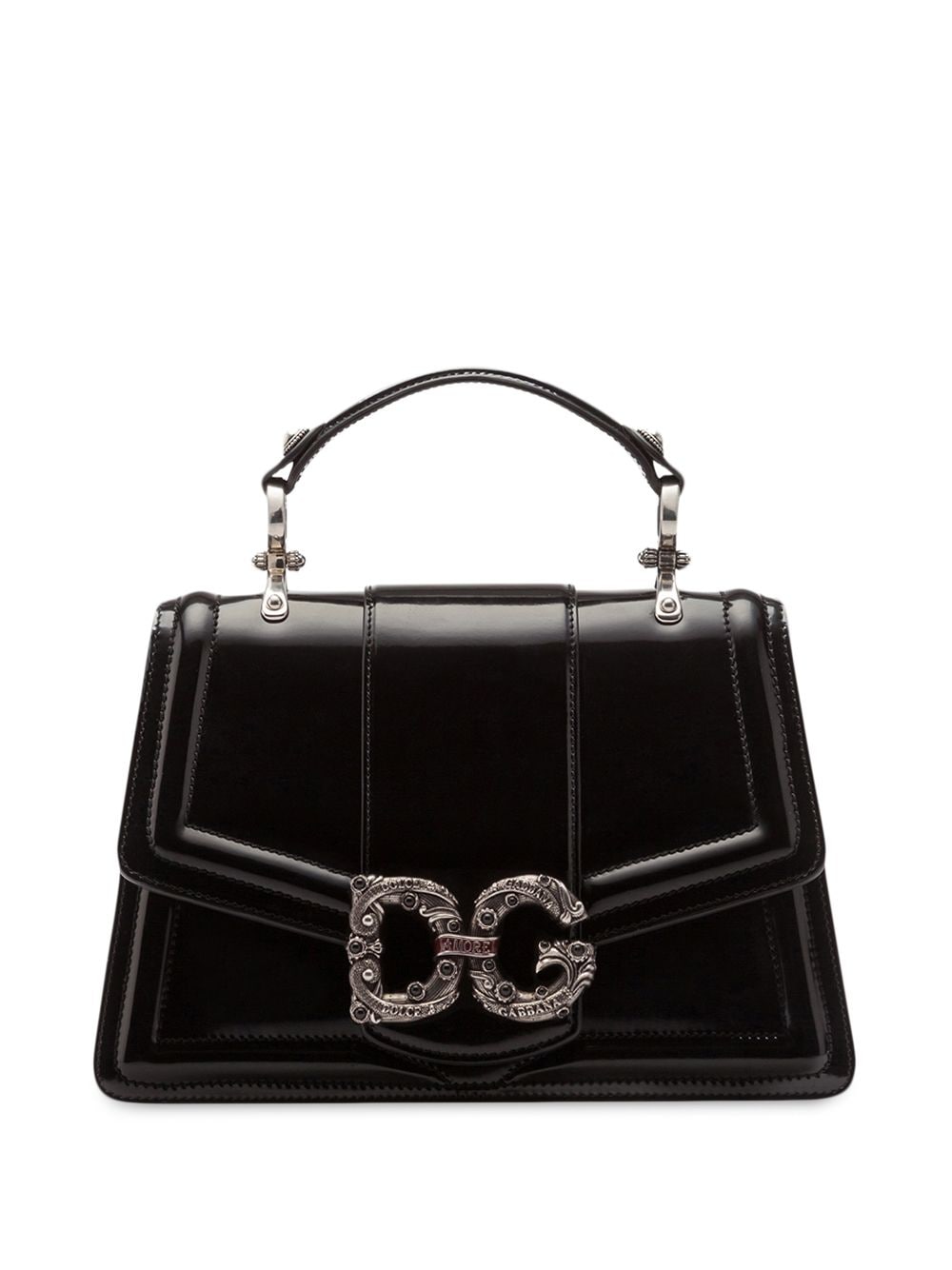 Dolce & Gabbana Small Dg Amore Bag In Calfskin in Black